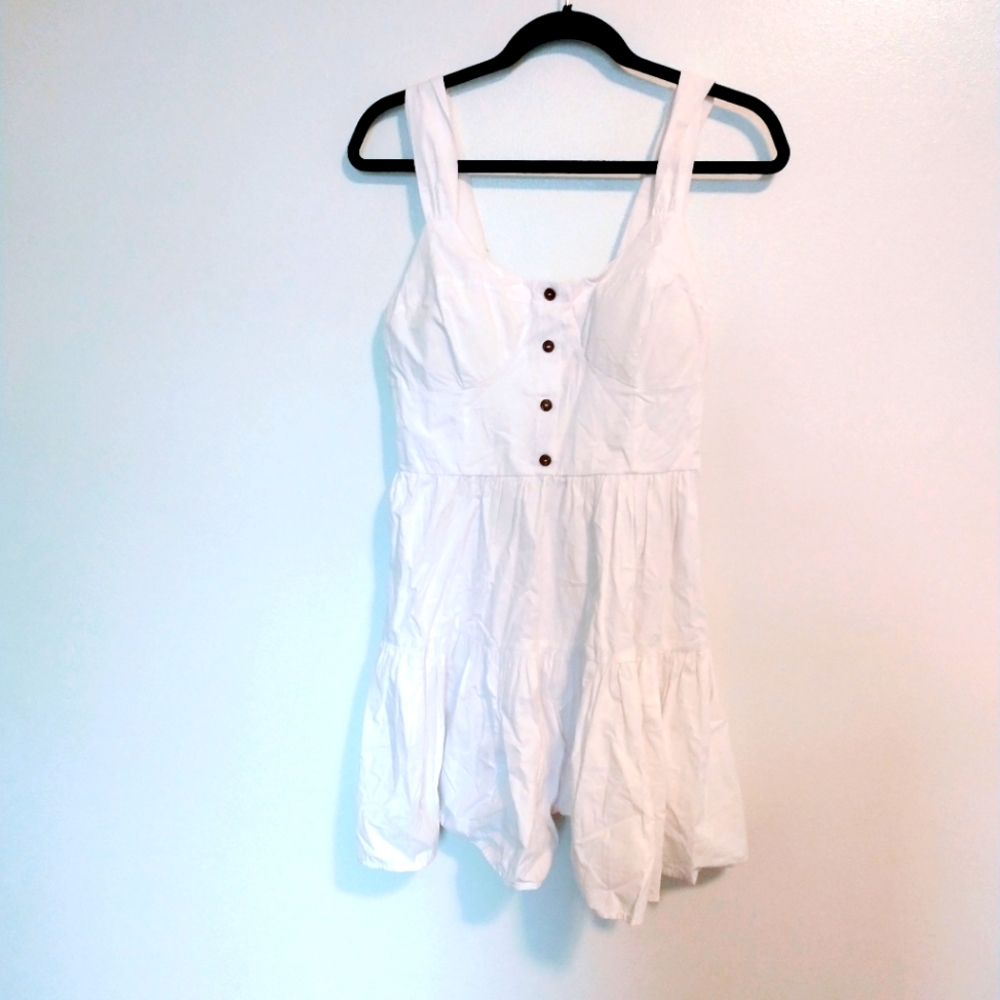 Bailey Blue white ruffle peasant dress with smocked back. Size large - Picture 1 of 5